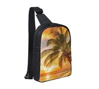 HEBSDFG Sunset at The Beach Pattern Crossbody Shoulder Sling Pack Water-Resistant Messenger Chest Bag Zipper Sling Bag for School, Travel & Work