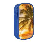 HEBSDFG Sunset at The Beach Print Pencil Case, Blue High-Capacity Pen Pencil Pouch Stationery Organizer with Pen Slots & Pouches for School Travel Makeup