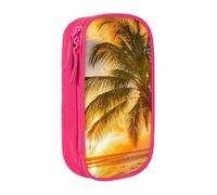HEBSDFG Sunset at The Beach Print Pencil Case, Pink High-Capacity Pen Pencil Pouch Stationery Organizer with Pen Slots & Pouches for School Travel Makeup