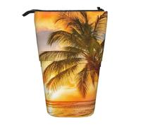 HEBSDFG Sunset at The Beach Prints Retractable Pencil Case & Cosmetic Pouch, Big Stationery Bag Pen Box for School Office Travel