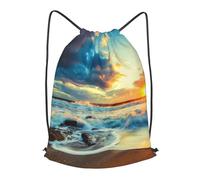 HEBSDFG Sunset beach Prints Drawstring Backpack for Women Men Adjustable String Bag Sackpack for Sport Gym Bags Shopping Beach, S