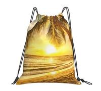 HEBSDFG Sunset Hawaiian Palm Tree Waves Womens Drawstring Gym Bags Mens Sports Backpack Lightweight Beach Tote Reusable Shopping Bag