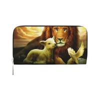 HEBSDFG Sunset Lion Lamb Bird Printed Long Wallet for Men and Women PU Leather Hand Purse with Card Holder, Zipper Closure