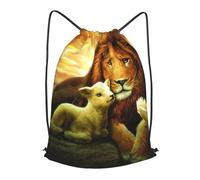 HEBSDFG Sunset Lion Lamb Bird Prints Drawstring Backpack for Women Men Adjustable String Bag Sackpack for Sport Gym Bags Shopping Beach, M