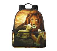 HEBSDFG Sunset Lion Lamb Bird Prints School Bag Bookbag Laptop Backpack Stylish Lightweight Backpack Travel Backpack for Kids Students Boys Girls