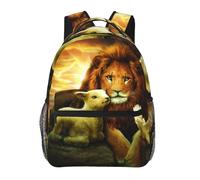 HEBSDFG Sunset Lion Lamb Bird Prints School Bag Bookbag Lightweight Laptop Backpack Casual Daypack Travel Backpack for Students Boys Girls