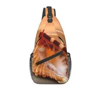 HEBSDFG Sunset Over The Sea The Shell Conch Pattern Sling Backpack Funny Messenger Chest Bag Zipper Sling Bag for School, Travel & Work