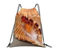 HEBSDFG Sunset Over The Sea The Shell Conch Womens Drawstring Gym Bags Mens Sports Backpack Lightweight Beach Tote Reusable Shopping Bag