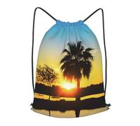 HEBSDFG Sunset Palm Prints Drawstring Backpack for Women Men Adjustable String Bag Sackpack for Sport Gym Bags Shopping Beach, S