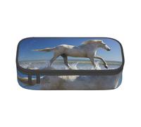 HEBSDFG Sunsets Lake Horses Print Pencil Case Large Pen Bag Cute Compartment Desk Organizer Make up Bag for School, Office, Makeup, Travel