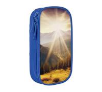 HEBSDFG Sunshine in Mountains Print Pencil Case, Blue High-Capacity Pen Pencil Pouch Stationery Organizer with Pen Slots & Pouches for School Travel Makeup