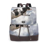 HEBSDFG Super Cow Flying Printed Women Backpack, Ladies PU Leather Rucksack Laptop Bags Daypack for School Travel Work