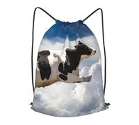 HEBSDFG Super Cow Flying Prints Drawstring Backpack for Women Men Adjustable String Bag Sackpack for Sport Gym Bags Shopping Beach, S