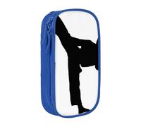HEBSDFG Taekwondo Martial Arts Print Pencil Case, Blue High-Capacity Pen Pencil Pouch Stationery Organizer with Pen Slots & Pouches for School Travel Makeup