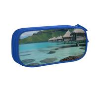 HEBSDFG Tahiti Beach Print Cute Pencil Case Pouch for Boys Girls - Blue High Capacity Travel Pen Bag Organizer Makeup Bag for Student School College Office