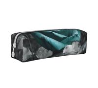 HEBSDFG Teal Gray Rose Prints Leather Pencil Case & Cosmetic Pouch, Minimalist Zippered Organiser for School Office Travel Stylish Gifting