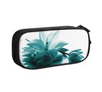 HEBSDFG Teal Lily Print Cute Pencil Case Pouch for Boys Girls, Black High Capacity Travel Pen Bag Organizer Makeup Bag for Student School College Office
