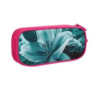 HEBSDFG Teal Lily Print Cute Pencil Case Pouch for Boys Girls - Pink High Capacity Travel Pen Bag Organizer Makeup Bag for Student School College Office