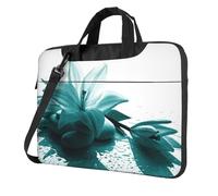 HEBSDFG Teal Lily Print Laptop Bag 13 inch, Shockproof Computer Bags with Anti-Static Lining, Convertible Shoulder/Crossbody Carry for Office, School, Travel