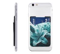 HEBSDFG Teal Lily Printed Phone Card Holder Wallet, 3M Adhesive Stick on Phone Wallet Case for iPhone and Android