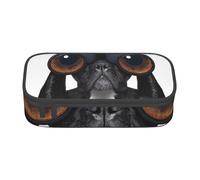 HEBSDFG Telescope Dog Print Pencil Case Large Pen Bag Cute Compartment Desk Organizer Make up Bag for School, Office, Makeup, Travel