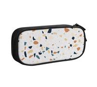 HEBSDFG Terrazzo Marble Pastel Print Cute Pencil Case Pouch for Boys Girls, Black High Capacity Travel Pen Bag Organizer Makeup Bag for Student School College Office