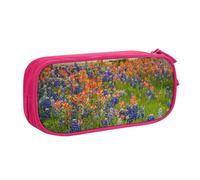 HEBSDFG Texas Bluebonnets Scenery Print Cute Pencil Case Pouch for Boys Girls, Pink High Capacity Travel Pen Bag Organizer Makeup Bag for Student School College Office