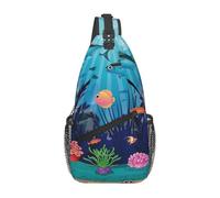 HEBSDFG The Underwater World Tropical Fish Pattern Sling Backpack Funny Messenger Chest Bag Zipper Sling Bag for School, Travel & Work