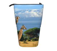 HEBSDFG Three Giraffes Prints Retractable Pencil Case & Cosmetic Pouch, Big Stationery Bag Pen Box for School Office Travel