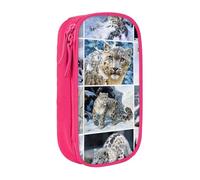 HEBSDFG Tiger Pattern Print Pencil Case, Pink High-Capacity Pen Pencil Pouch Stationery Organizer with Pen Slots & Pouches for School Travel Makeup