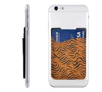 HEBSDFG Tiger Stripes Orange Pattern Printed Phone Card Holder Wallet, 3M Adhesive Stick on Phone Wallet Case for iPhone and Android