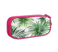 HEBSDFG Transparent Palm Leaf Pattern Print Cute Pencil Case Pouch for Boys Girls - Pink High Capacity Travel Pen Bag Organizer Makeup Bag for Student School College Office
