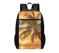 HEBSDFG Tropical Beach Palm Tree Sunset Printed Travel Laptop Backpack for Men Women, Large Capacity Business Rucksack with Anti-Theft Pockets Daypack for School, Work & Outdoor