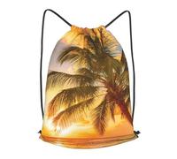 HEBSDFG Tropical Beach Palm Tree Sunset Prints Drawstring Backpack for Women Men Adjustable String Bag Sackpack for Sport Gym Bags Shopping Beach, S