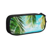 HEBSDFG Tropical Beach Plant Theme Print Cute Pencil Case Pouch for Boys Girls - Black High Capacity Travel Pen Bag Organizer Makeup Bag for Student School College Office