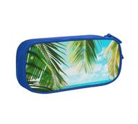 HEBSDFG Tropical Beach Plant Theme Print Cute Pencil Case Pouch for Boys Girls - Blue High Capacity Travel Pen Bag Organizer Makeup Bag for Student School College Office