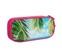 HEBSDFG Tropical Beach Plant Theme Print Cute Pencil Case Pouch for Boys Girls - Pink High Capacity Travel Pen Bag Organizer Makeup Bag for Student School College Office