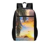 HEBSDFG Tropical Beach Printed Travel Laptop Backpack for Men Women, Large Capacity Business Rucksack with Anti-Theft Pockets Daypack for School, Work & Outdoor