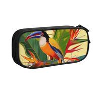 HEBSDFG Tropical Bird of Paradise Print Cute Pencil Case Pouch for Boys Girls - Black High Capacity Travel Pen Bag Organizer Makeup Bag for Student School College Office