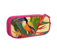 HEBSDFG Tropical Bird of Paradise Print Cute Pencil Case Pouch for Boys Girls - Pink High Capacity Travel Pen Bag Organizer Makeup Bag for Student School College Office