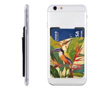 HEBSDFG Tropical Bird of Paradise Printed Phone Card Holder Wallet, 3M Adhesive Stick on Phone Wallet Case for iPhone and Android