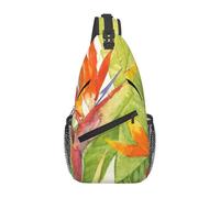 HEBSDFG Tropical Bird Pattern Sling Backpack Funny Messenger Chest Bag Zipper Sling Bag for School, Travel & Work