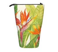 HEBSDFG Tropical Bird Prints Retractable Pencil Case & Cosmetic Pouch, Big Stationery Bag Pen Box for School Office Travel