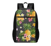 HEBSDFG Tropical Pineapple Hawaiian Printed Travel Laptop Backpack for Men Women, Large Capacity Business Rucksack with Anti-Theft Pockets Daypack for School, Work & Outdoor
