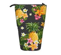 HEBSDFG Tropical Pineapple Hawaiian Prints Retractable Pencil Case & Cosmetic Pouch, Big Stationery Bag Pen Box for School Office Travel