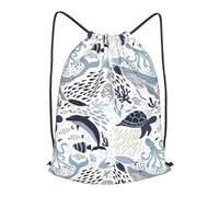 HEBSDFG Turtle Octopus Pattern Prints Drawstring Backpack for Women Men Adjustable String Bag Sackpack for Sport Gym Bags Shopping Beach, M
