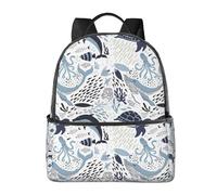 HEBSDFG Turtle Octopus Pattern Prints Lightweight School Backpack, Cute School Bag Laptop Rucksack Backpack Stylish Casual Daypacks Travel Backpack