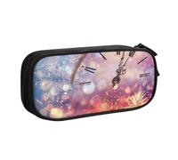 HEBSDFG Twelve o'clock New Year Celebration Print Cute Pencil Case Pouch for Boys Girls, Black High Capacity Travel Pen Bag Organizer Makeup Bag for Student School College Office