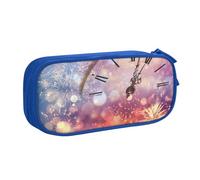 HEBSDFG Twelve o'clock New Year Celebration Print Cute Pencil Case Pouch for Boys Girls, Blue High Capacity Travel Pen Bag Organizer Makeup Bag for Student School College Office