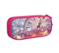 HEBSDFG Twelve o'clock New Year Celebration Print Cute Pencil Case Pouch for Boys Girls, Pink High Capacity Travel Pen Bag Organizer Makeup Bag for Student School College Office